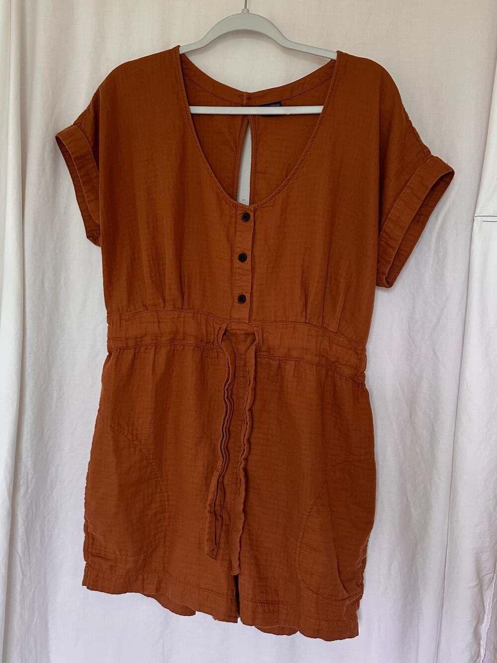 Patagonia Women's Rust Orange Linen Blend Romper